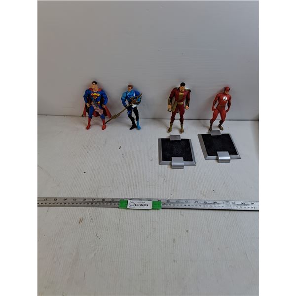 (4) DC Comics Action Figures (Superman, Aquaman, Shazam/Captain Marvel, The Flash) - As Is - Cannot 