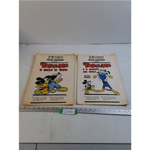 (2) Walt Disney Topolino Comics - Cannot Authenticate- As Is