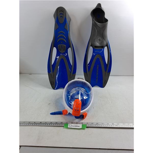U.S. Divers Adult Scuba Mask & Fins - Size L - As Is