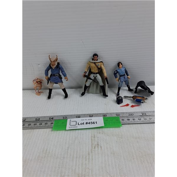 (4) Star Wars Action Figures - Salacious B. Crumb, Borsk Fey'lya, Lando Calrissian, Young Boba Fett