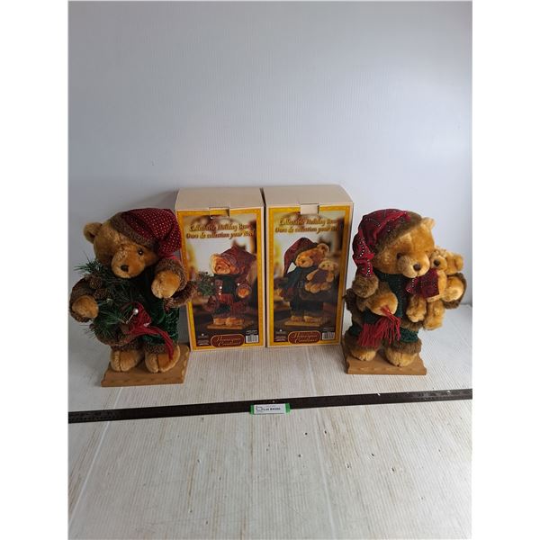 (2) Standing Holiday Bear Stuffed Ornaments - 15" High