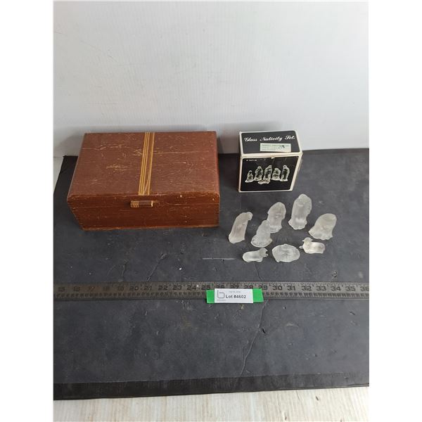 Glass Nativity Set, Wooden Jewelry Box