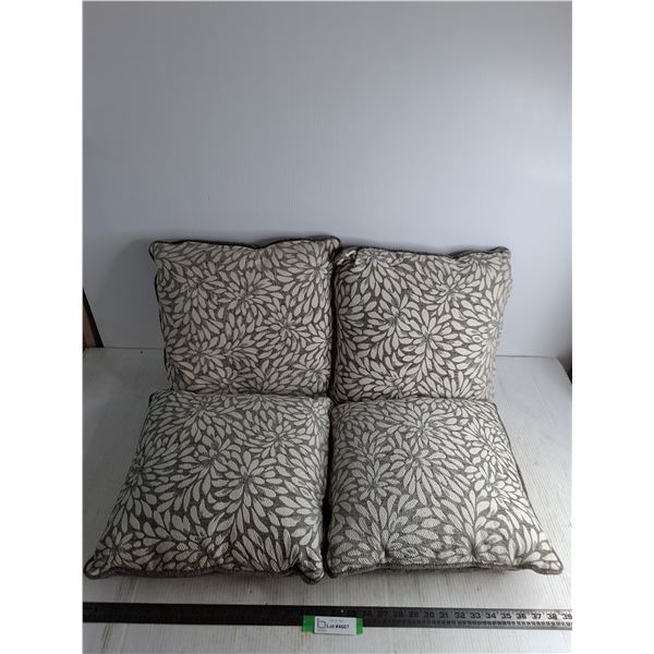 Set of 4 Grey/Ivory 14" x 14" Throw Pillows