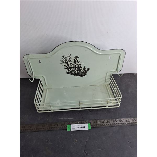 Vintage Metal Wallmount Shelf Unit - 17x6x10"