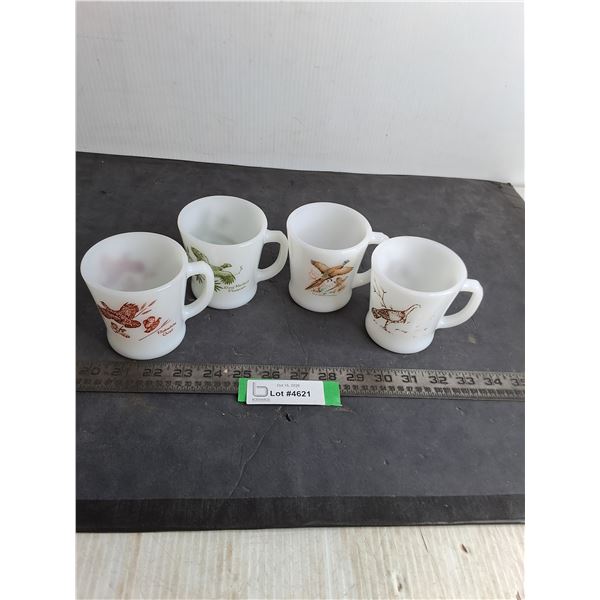 Set of 4 Vintage Fire-King "Bird Series" Coffee Mugs