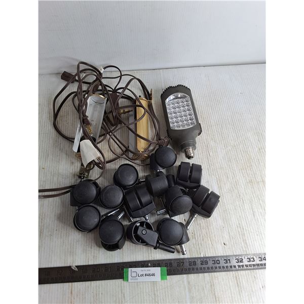 Assorted Lamps & Castor Wheels