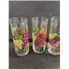 Image 2 : (4) Glass Cups With Painted Grapes 7" Height