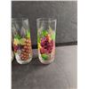 Image 3 : (4) Glass Cups With Painted Grapes 7" Height