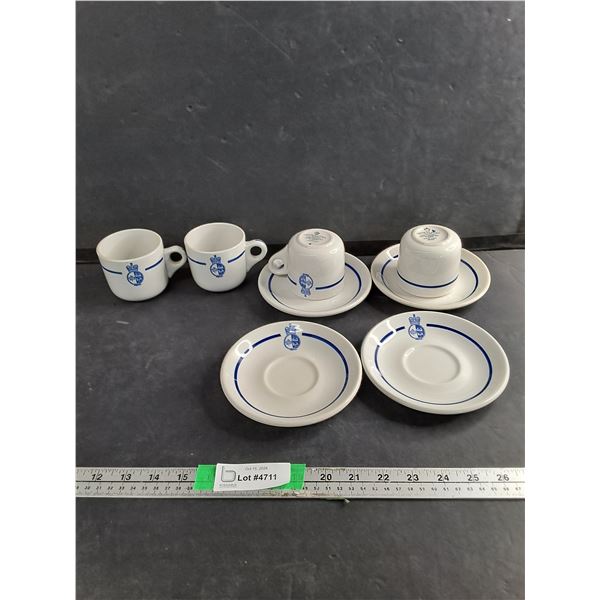 Duraling Tea Cups And Dessert Plates 6" Diameter