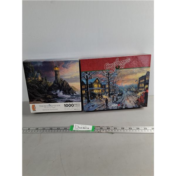 (2) Boxes Of Puzzles Both Sealed- Christmas Story (300) Pieces, Rock Of Salvation (1000) Pieces