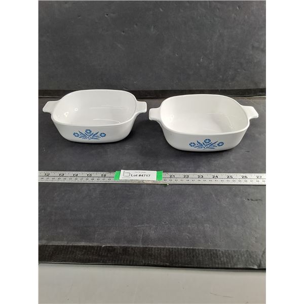 (2) Corning Ware Blue Cornflower 1-Quart Square Casserole Dishes No Lids