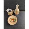 Image 2 : Ceramic Still Life Painted Dish, Vase, And Pitcher
