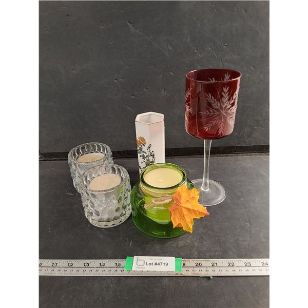 Various Glass Candle Holders, Wine Glass