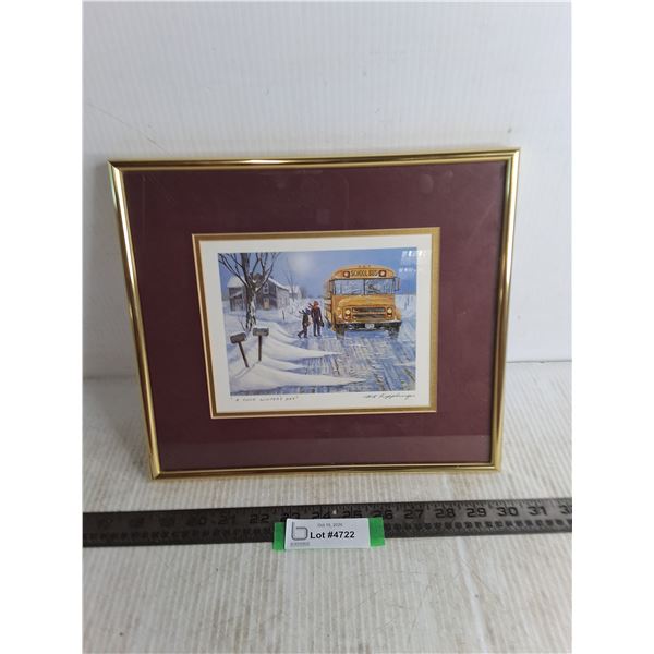 Metal Framed 12" x 11" Print Entitled "A Cold Winter's Day"