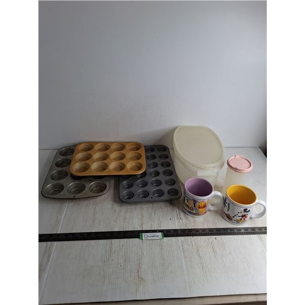 Muffin Tins, Oversized Mugs, Tupperware Containers