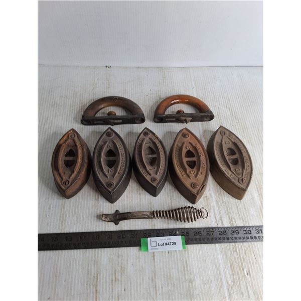 (5) Antique Sad Irons, Parts