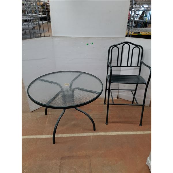 *** Glasstop Table (40x27.5") & Raised Chair (46") - As Is, Pickup Only