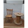 Image 1 : *Wooden Chair (34") & Wooden Spool (24x24), Pickup Only