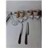 Image 3 : Kitchen Knives, Condiment Dishes, Coffee Mugs, Misc.