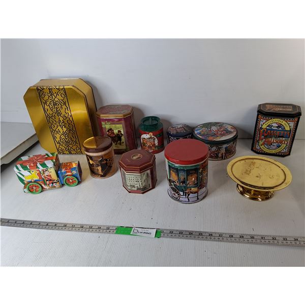 Christmas Tins & Partylite Candle Stand