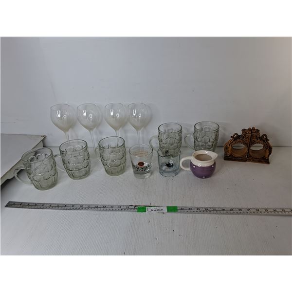 Elephant Wall Decor, Glass Beer Steins, Wine Glasses, Misc.