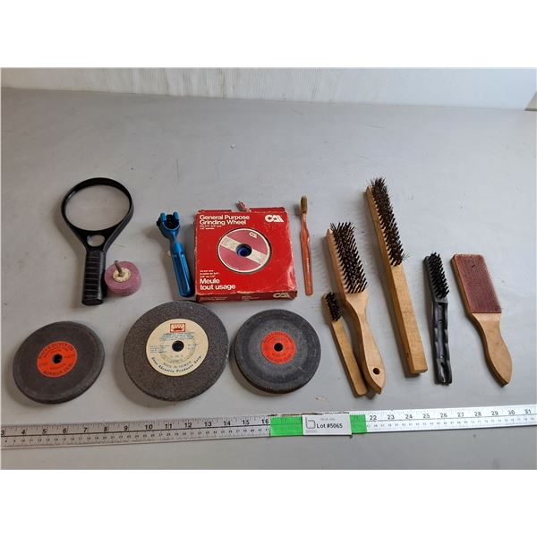 Grinding Wheels, Wire Brushes, Magnifying Glass, Misc.
