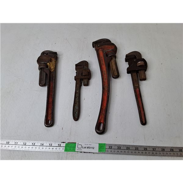 (4) Pipe Wrenches up to 18"
