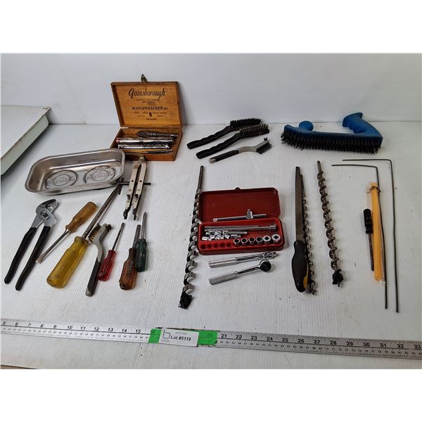 Wire Brushes, Magnetic Tray, Auger Drill Bits, Misc.