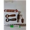Image 1 : (3) Bottle Openers, (1) New Zealand Carved Bottle Opener, Hawaiian Coco Joe's Keychain
