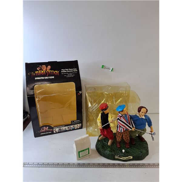 Three Stooges Animated Golf Scene Statue with Box, AC/DC Adapter All Untested As-Is