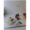 Image 1 : CDs and Sleeves, (2) Measurement Tapes, Rocking Horse Metal Piggy Bank, (3) Glass Vials