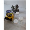 Image 5 : CDs and Sleeves, (2) Measurement Tapes, Rocking Horse Metal Piggy Bank, (3) Glass Vials