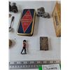 Image 2 : La Paulina Cigar Case with (2) Souvenir Spoons, Small Playing Cards, Gauze, Math Instruments, Misc
