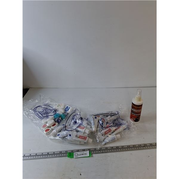 Assorted Dental Care Items, Colgate Mini Toothpaste, Dental Floss, Cymbal Cleaner