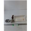 Image 1 : Younger's Tartan Special Tap Handle, Windsor Flask, Geneva Wristwatch and Pearl Necklace