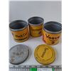 Image 2 : (3) Orange/Yellow Cigarette Tobacco Canisters with (2) Lids, Glass Juicer Funnel
