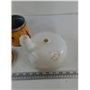 Image 4 : (3) Orange/Yellow Cigarette Tobacco Canisters with (2) Lids, Glass Juicer Funnel