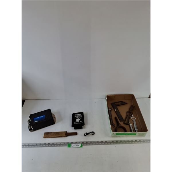 Traction Control Untested As-Is, Captain Morgan Drink Sleeve, (2) Bottle Openers, Hitch Ring, Tools