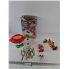 Image 1 : Fisher-Price S'getti Scatter Toy with Box as-Is, (2) Garfield Moped Toys, (4) Fraggle Rock Toy Cars