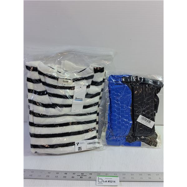 Womens Sweater (Sz. M), Soccer Shin Pads - Sealed