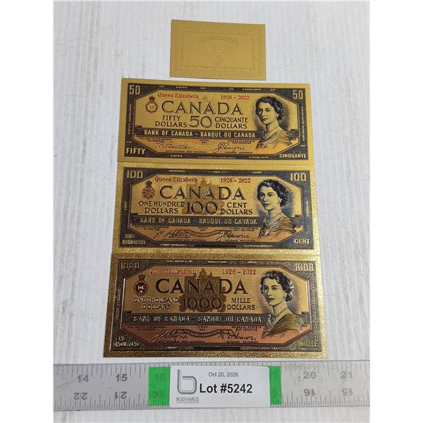Decorative Gold Foil Novelty Banknotes Featuring Queen Elizabeth II  Devil Face -cannot authenticate