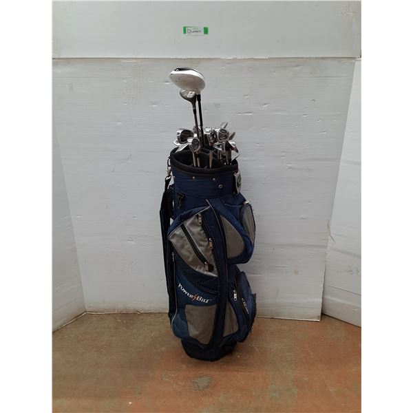 *Powerbilt Golf Club Bag & (16) Golf Clubs of Various Types - As Is, Pickup Only