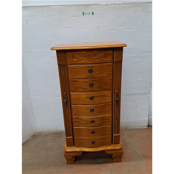 *Wooden Jewelry Armoire-(5) Drawers, (2) Side Compartments,Top Compartment - 18.5x37x12.5 , PU Only