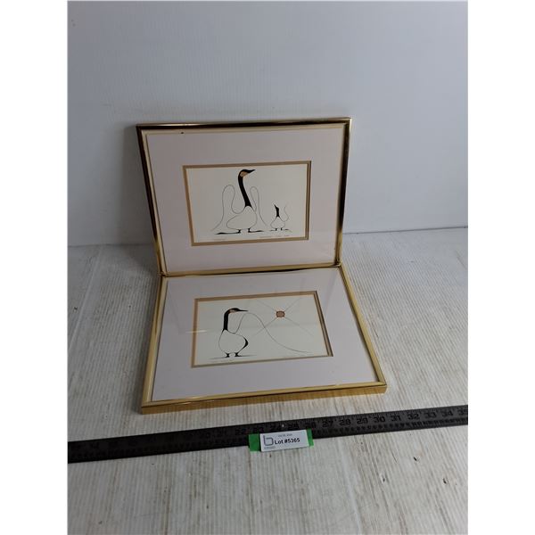 (2) Metal Framed Benjamin Chee Chee Prints (Learning & Good Morning) - 14.5  x 11.5  Each