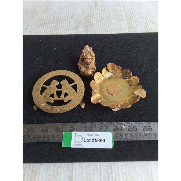 Brass & Resin Ornament, Bowl, Trivet