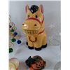 Image 11 : Metal Christmas Tree, Snow Fanily Planter Stick, Talking Horse Cookie Jar As-Is,  Candle Jar, Misc