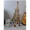 Image 2 : Metal Christmas Tree, Snow Fanily Planter Stick, Talking Horse Cookie Jar As-Is,  Candle Jar, Misc