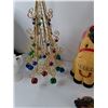Image 3 : Metal Christmas Tree, Snow Fanily Planter Stick, Talking Horse Cookie Jar As-Is,  Candle Jar, Misc