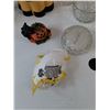 Image 4 : Metal Christmas Tree, Snow Fanily Planter Stick, Talking Horse Cookie Jar As-Is,  Candle Jar, Misc