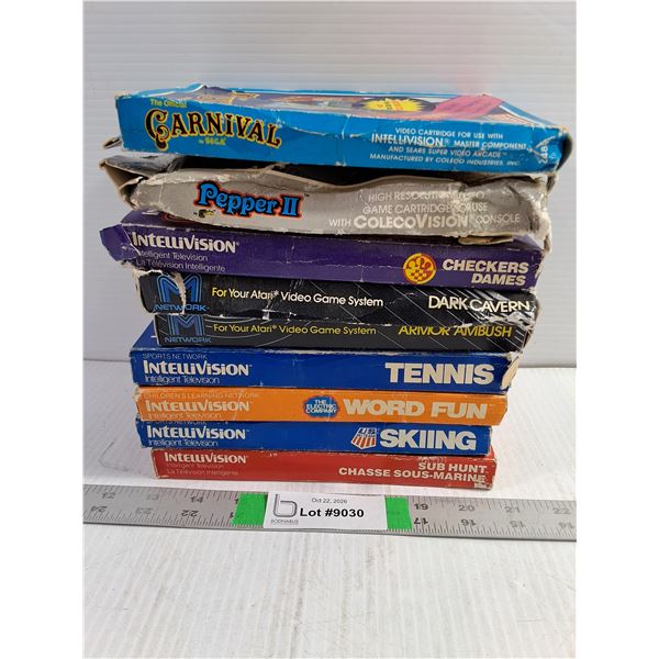 (9) Vintage Intellivision,Atari,Colecovision  Game Cartridges